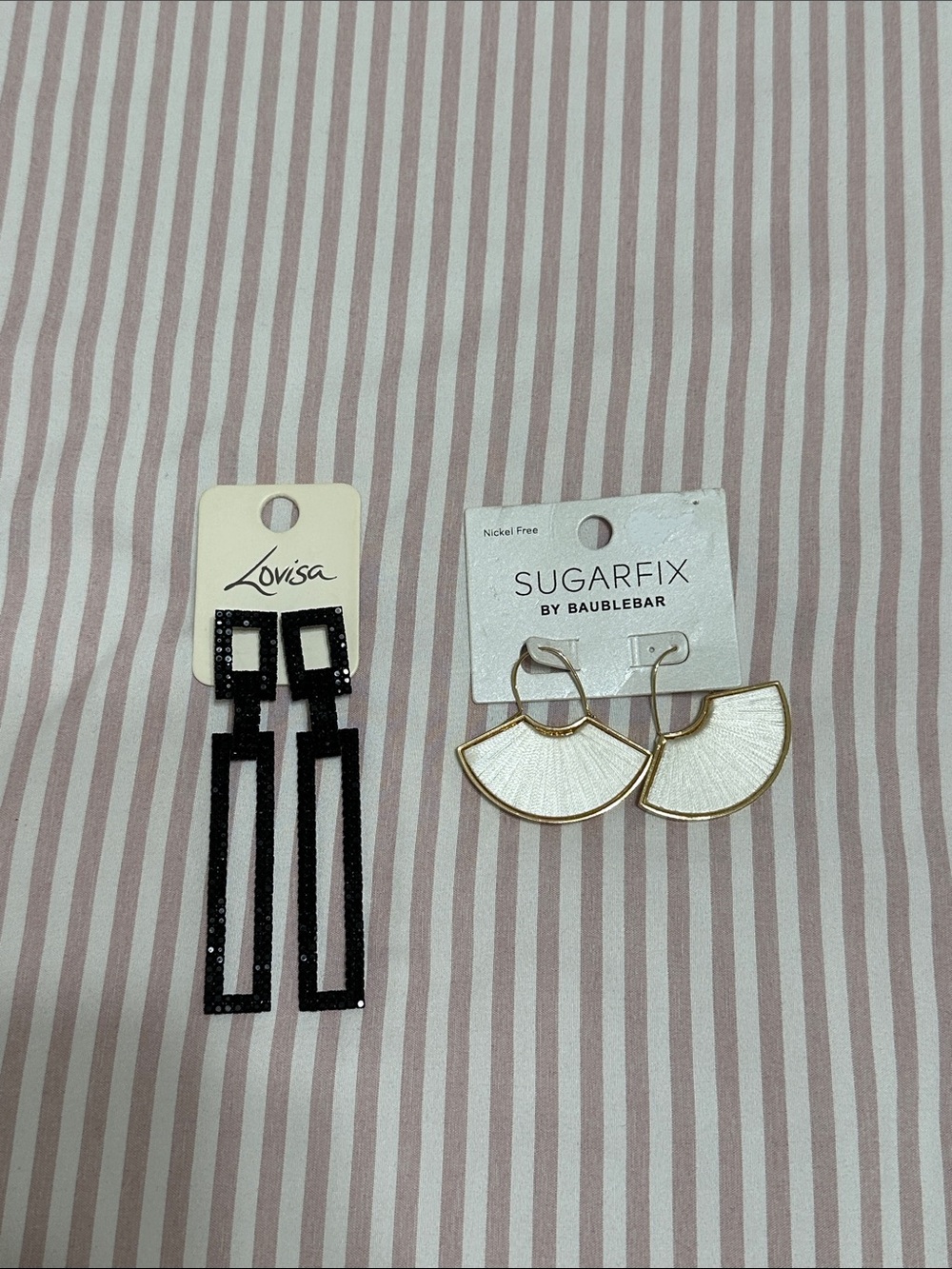 Sugarfix by BaubleBar White Fan Drop Earrings & Lovisa Rectangular Earrings